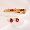 Ladybug Stainless Steel Enamel Alligator Hair Clips & Stud Earring Sets for Women ZG3114-1-3