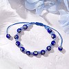 Lampwork Evil Eye Beads Braided Bead Bracelets for Men Women BJEW-MZ00160-03-1