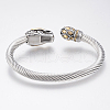 304 Stainless Steel Cuff Bangles Torque Bangles BJEW-H570-09-2