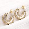 C-Shaped Brass Micro Pave Cubic Zirconia Stud Earrings KK-D363-19G-4