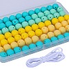 80Pcs 4 Style Round Silicone Focal Beads SIL-SZ0001-22K-1
