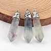Bullet Natural Fluorite Pointed Pendants X-G-E332-C16-1