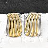 Rectangle 304 Stainless Steel Two Tone Stud Earrings EJEW-D308-10B-PG-1