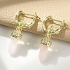 Natural Rose Quartz Hoop Earrings EJEW-P306-01G-07-1
