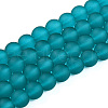 Frosted Transparent Glass Beads Strands GLAA-S031-8mm-37-01-1