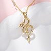Brass Micro Pave Clear Cubic Zirconia Snake Pendant Necklaces NJEW-S438-02B-G-2