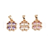 Brass Pave Cubic Zirconia Pendants KK-E795-20KCG-01-1