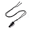 Gemstone Pendulum Shape Pendant Necklace with Nylon Cord for Women G-A210-07-3