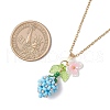 Glass Seed Beaded & Imitation Pearl Flower Pendant 304 Stainless Steel Cable Chain Necklaces for Women NJEW-MZ00115-02-3