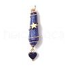 6Pcs 6 Styles Natural Carnelian & Green Aventurine & Rose Quartz & Quartz Crystal & Lapis Lazuli & Amethyst Copper Wire Wrapped Faceted Bullet Heart Pendants PALLOY-JF03482-01-3