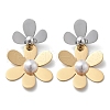 304 Stainless Steel Flower Stud Earrings for Women STAS-Z112-22GP-4