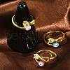 Brass Micro Pave Clear Cubic Zirconia Enamel Cuff Rings for Women RJEW-L113-031G-2