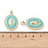 Rack Plating Brass Micro Pave Clear Cubic Zirconia Pendants KK-C041-06C-G-3