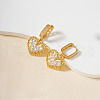 Elegant Brass Clear Cubic Zirconia Hollow Heart Hoop Earrings CD2189-2-2