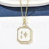 Brass Micro Pave Clear Cubic Zirconia Enamel Rectangle Pendant Necklaces for Women NJEW-S449-03A-G-3