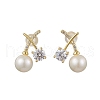 Mother's Day Jewellery Natural Pearl Ear Studs EJEW-P286-45G-1