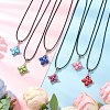 Dyed Synthetic Imperial Jasper & Glass Seed Beaded Star Pendant Black Waxed Cotton Cord Necklaces NJEW-MZ00109-1
