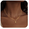 Alloy Initial Pendant Double Layer Necklaces for Women Men WG365C5-16-1