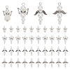 40Pcs 4 Styles Wing Alloy Pendants PALLOY-HY00034-1