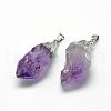 Natural Amethyst Pendants G-Q493-02P-2