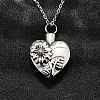 304 Stainless Steel Heart Sunflower Cinerary Casket Pendant Necklaces NJEW-V002-03P-1