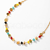 Elegant Brass & Synthetic Stone Chip Handmade Link Chain Necklaces for Women BM0340-3