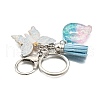 26Pcs Transparent Epoxy Resin & Transparent Acrylic & Faux Suede Tassel Keychain KEYC-JKC01202-17-5