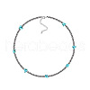 Western Style Synthetic Turquoise Round Beaded Necklaces for Navajo Men and Women MO2415-2-1