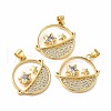 Rack Plating Brass Micro Pave Cubic Zirconia Pendants KK-E281-10G-2