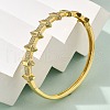 Brass Micro Pave Clear Cubic Zirconia Hinged Bangles for Women BJEW-S168-05G-2