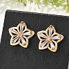 Flower Brass Micro Pave Cubic Zirconia Stud Earrings for Women EJEW-G428-28C-02-3
