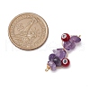 Natural Gemstone/Glass Chip Copper Wire Wrapped Handmade Lampwork Blue/Red Evil Eye Connector Charms PALLOY-JF02977-02-2