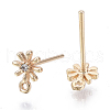 Brass Micro Cubic Zirconia Stud Earring Findings KK-N231-01B-NF-1