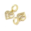 Brass Micro Pave Cubic Zirconia European Dangle Charms KK-D325-19G-01-2