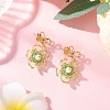 Flower Handmade Glass Seed Beads Dangle Stud Earrings EJEW-MZ00471-03-1