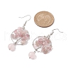 Natural Rose Quartz Dangle Earrings EJEW-JE05747-02-3