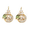 Brass Clear Cubic Zirconia Glass Pendants ZIRC-C024-21G-2
