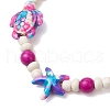 Starfish & Turtle Synthetic Turquoise Dyed Beads Stretch Bracelets for Women BJEW-JB11920-04-4