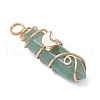 2Pcs 2 Styles Natural Green Aventurine Double Terminated Pointed Pendants PALLOY-JF03122-02-4
