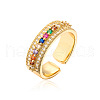 Brass Micro Pave Colorful Cubic Zirconia Adjustable Cuff Rings for Women FS-WG1389A-02-3