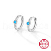 Anti-Tarnish Rhodium Plated 925 Sterling Silver Micro Pave Cubic Zirconia Hoop Earrings for Women HC3863-2-1