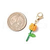Mother's Day Carnation Glass Seed Beads & Acrylic Dendant ecorations HJEW-MZ00228-02-3