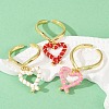 Brass Enamel Adjustable Open Cuff Rings for Women RJEW-U057-06G-2