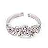 Clear Cubic Zirconia Knot Open Cuff Ring RJEW-P079-05P-2
