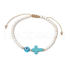 4Pcs Dyed Synthetic Turquoise Braided Bead Bracelets for Women BJEW-TA00565-3