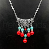 Ethnic Style Alloy with Synthetic Turquoise Tassel Pendant Necklaces for Women LS9593-1