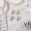2 Pairs 2 Colors Brass Heart Dangle Hoop Earrings EJEW-JE05066-2