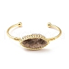 Natural Smoky Quartz Horse Eye Wrapped Cuff Bangle G-D458-02G-08-RS-2