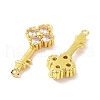 Real 18K Gold Plated Brass Pave Cubic Zirconia Connector Charms KK-L209-042G-01-2