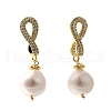 Mother's Day Jewellery Natural Pearl Dangle Ear Studs EJEW-L099-01G-4